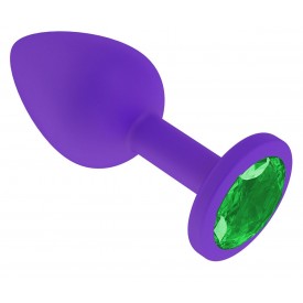 Фиолетовая силиконовая пробка с зеленым кристаллом - 7,3 см.